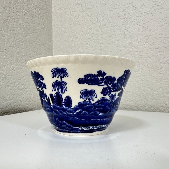 VTG Copeland Spode Tower Blue & White 4 -7/8" x 3" Cranberry Bowl Gadroon EUC - Picture 4 of 11